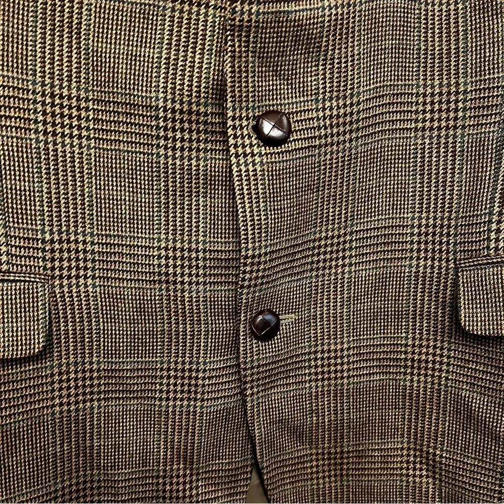 Lauren Ralph‎ Lauren Wool Elbow Patch Houndstooth Dark Brown Check Blazer 48R